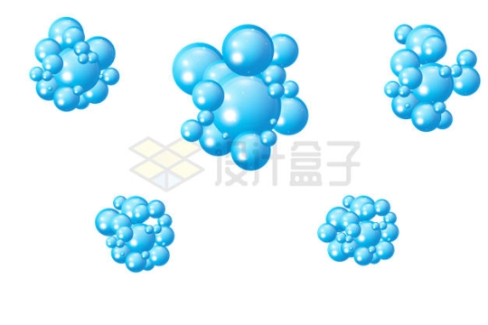 5款蓝色圆球组成的3D泡沫6428347矢量图片免抠素材