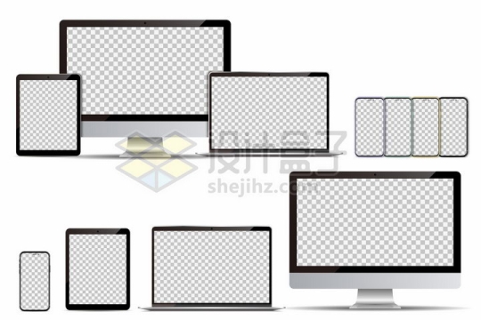 2套苹果电脑手机平板电脑全家桶样机展示png图片免抠矢量素材