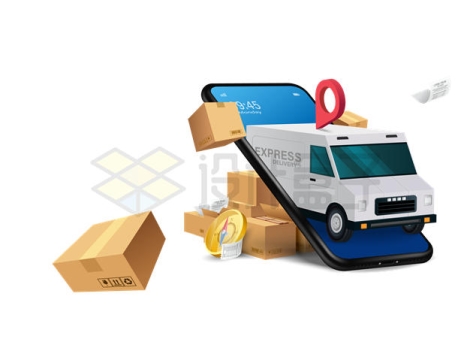 手机上的小货车货拉拉送货3D模型3725819矢量图片免抠素材