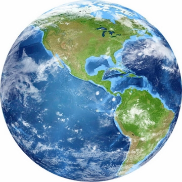 逼真的地球定位在东太平洋和南北美洲地区png免抠图片素材