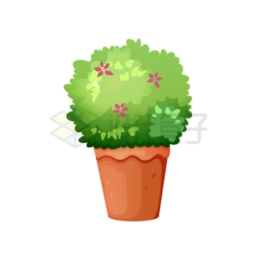 栽种在花盆中的卡通绿色植物绿植3821737矢量图片免抠素材