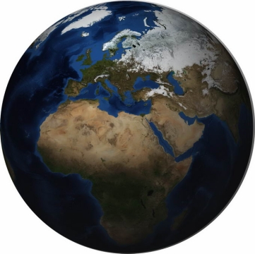 逼真的地球定位在非洲中东和欧洲上空png免抠图片素材
