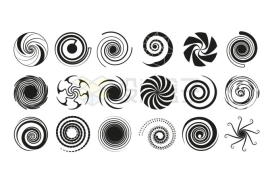18款抽象黑色旋涡螺旋图案6916655矢量图片免抠素材