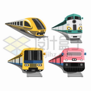 4款高铁和普通火车车头png图片免抠矢量素材
