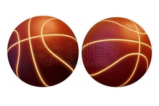 2个不同角度发光线条的酷炫篮球2154153免抠图片素材免费下载