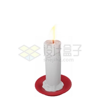 一根正在燃烧着火焰的白色蜡烛3D模型8891954PSD免抠图片素材