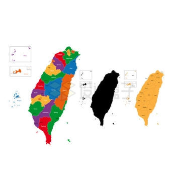 三款台湾省行政地图7128860矢量图片免抠素材