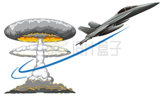 卡通战斗机投下原子弹爆炸瞬间场景4250240矢量图片免抠素材
