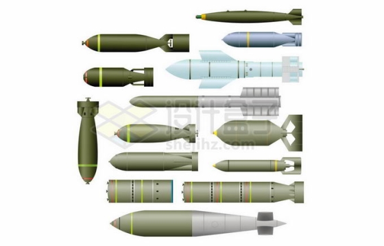 各种绿色重磅炸弹航空炸弹等4798711矢量图片免抠素材