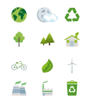 12款绿色环保主题的图标图片免抠素材