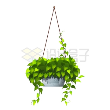 吊起来的卡通绿色植物吊兰4675851矢量图片免抠素材