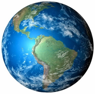 逼真的地球高清图片定位在南美洲大陆上png免抠图片素材