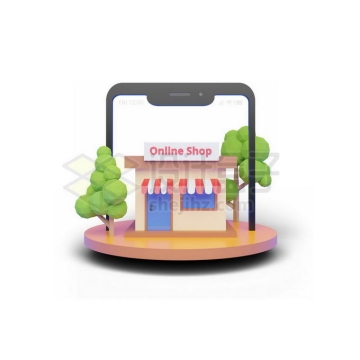 圆形展台上的手机网店网上店铺3D模型8710133PSD免抠图片素材
