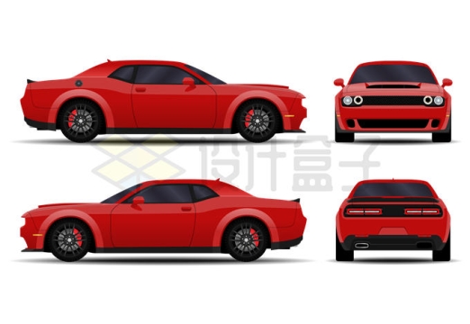 4个角度红色雪佛兰Camaro全球限量版大黄蜂跑车6134823矢量图片免抠素材