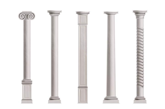 5款希腊风格灰白色大理石柱子图片免抠素材