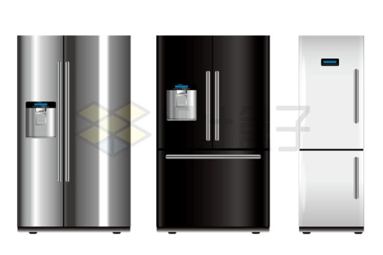 3款灰色黑色银色的电冰箱大家电6597649矢量图片免抠素材