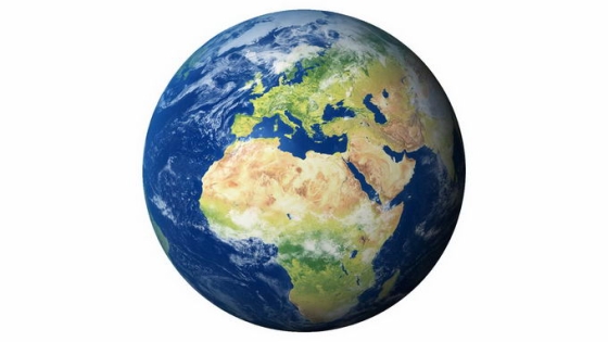 逼真的地球高清图片定位在非洲大陆和欧洲上空png免抠图片素材