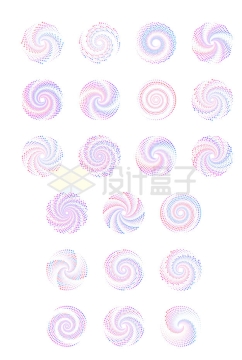 21款彩色色块组成的漩涡螺旋结构图案4893881矢量图片免抠素材