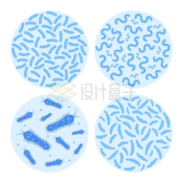 4款蓝色的显微镜下的细菌微生物9789898矢量图片免抠素材