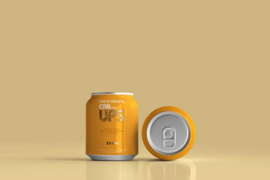 橙色250毫升易拉罐饮料包装显示样机824599PSD免抠图片素材