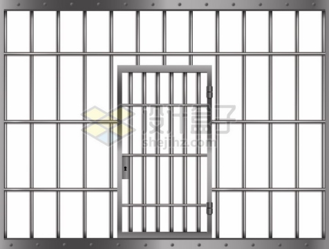 带铁门的监狱不锈钢栏杆栅栏png图片素材