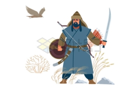  Flat style Mongolian soldier 9965247 vector picture free material
