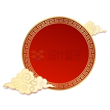 红金色回字纹中国风圆形文本框标题框2474038矢量图片免抠素材