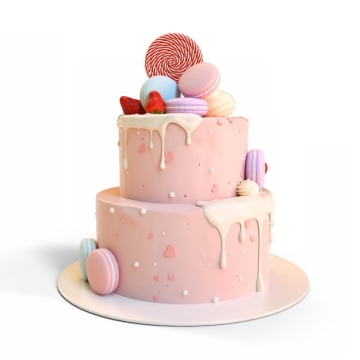 3D立体风格粉色双层蛋糕901170png图片素材