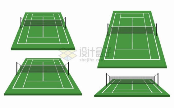 4款绿色网球球场png图片免抠矢量素材