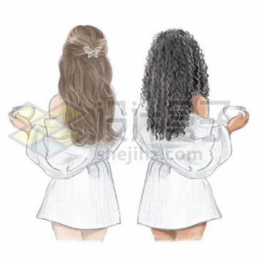 两个穿着白色短裙的女孩子闺蜜好朋友的美好背景510578矢量图片免抠素材