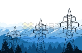 6646680 vector pictures of UHV transmission lines in mountainous areas
