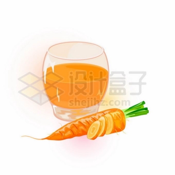 切开的胡萝卜美味蔬菜和一杯胡萝卜汁橙色美味蔬菜汁8953567矢量图片免抠素材