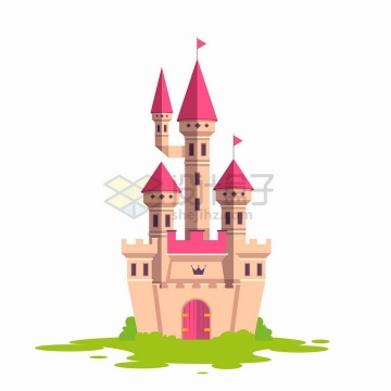 青草地上的卡通童话城堡png图片免抠矢量素材