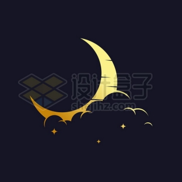 金色的月亮弯月logo设计方案994407png矢量图片素材