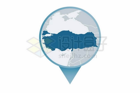 定位标志上的土耳其地图西亚国家位置2347147矢量图片免抠素材
