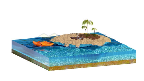 大海海水上的小岛屿3D模型1586478PSD免抠图片素材