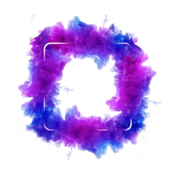 抽象蓝紫色烟雾环绕的圆角方形边框文本框信息框标题框338358png图片免抠素材