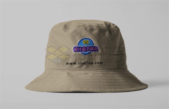 灰色渔夫帽休闲帽子品牌logo样机正面图4792449PSD免抠图片素材