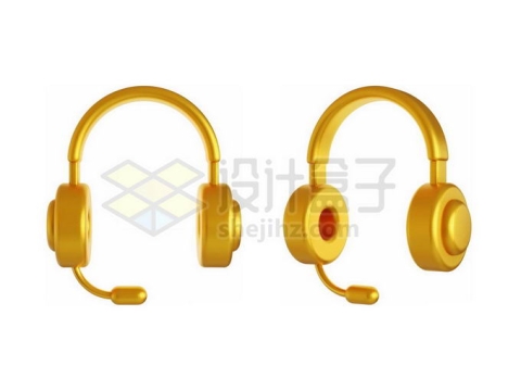 2个角度黄金打造的头戴式耳机耳麦3D模型7784777PSD免抠图片素材