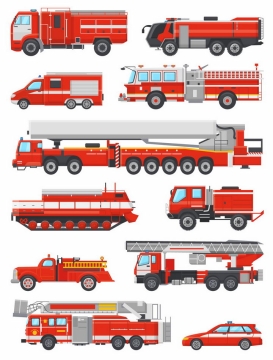 各种消防车救火车云梯车等消防设备png图片免抠矢量素材