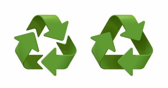 2款3D立体风格绿色循环箭头可回收垃圾标志环保标志5531104矢量图片免抠素材