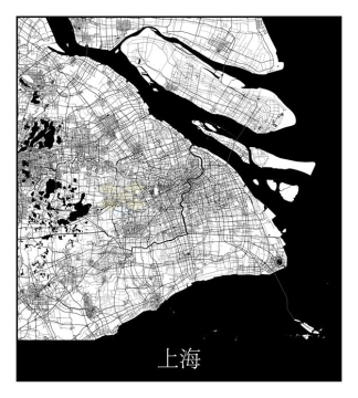 黑白色高清上海市地图卫星地图3695971矢量图片免抠素材