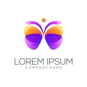 紫色橙色蝴蝶logo设计方案图片免抠矢量图素材