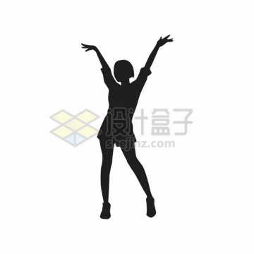 女团跳舞的女孩张开双臂摆pose剪影119790png图片素材