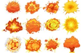  12 types of cartoon style explosive fireball effect 7872601 vector picture cut free material