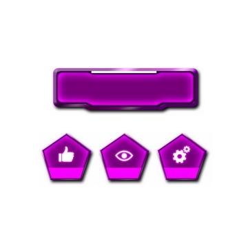 粉红色水晶按钮发光的游戏按钮和五边形按钮3188221免抠图片素材免费下载