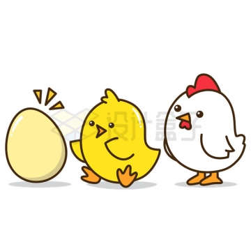 卡通鸡蛋小黄鸡小白鸡6316018矢量图片免抠素材