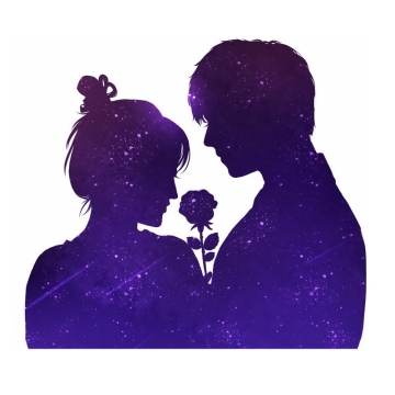 抽象紫色星空情侣剪影插画8382252图片免抠素材