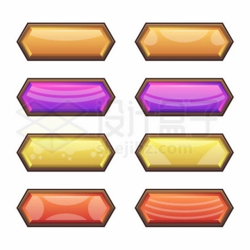 8款彩色菱形风格游戏按钮水晶按钮菜单按钮4151356矢量图片免抠素材免费下载
