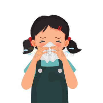 过敏性鼻炎感冒导致女孩擦鼻涕9782249EPS矢量图片免抠素材